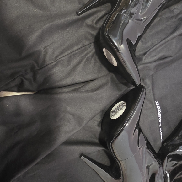 Saint Laurent Black Patent Leather Over-the-Knee Stiletto Boots - Picture 4 of 12